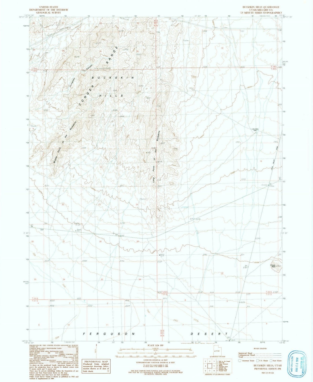 1991 Buckskin Hills, UT - Utah - USGS Topographic Map