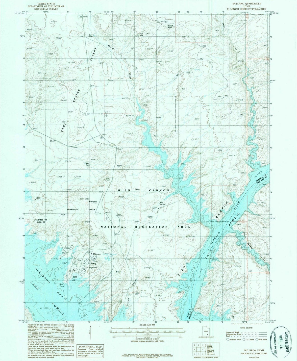 1987 Bullfrog, UT - Utah - USGS Topographic Map