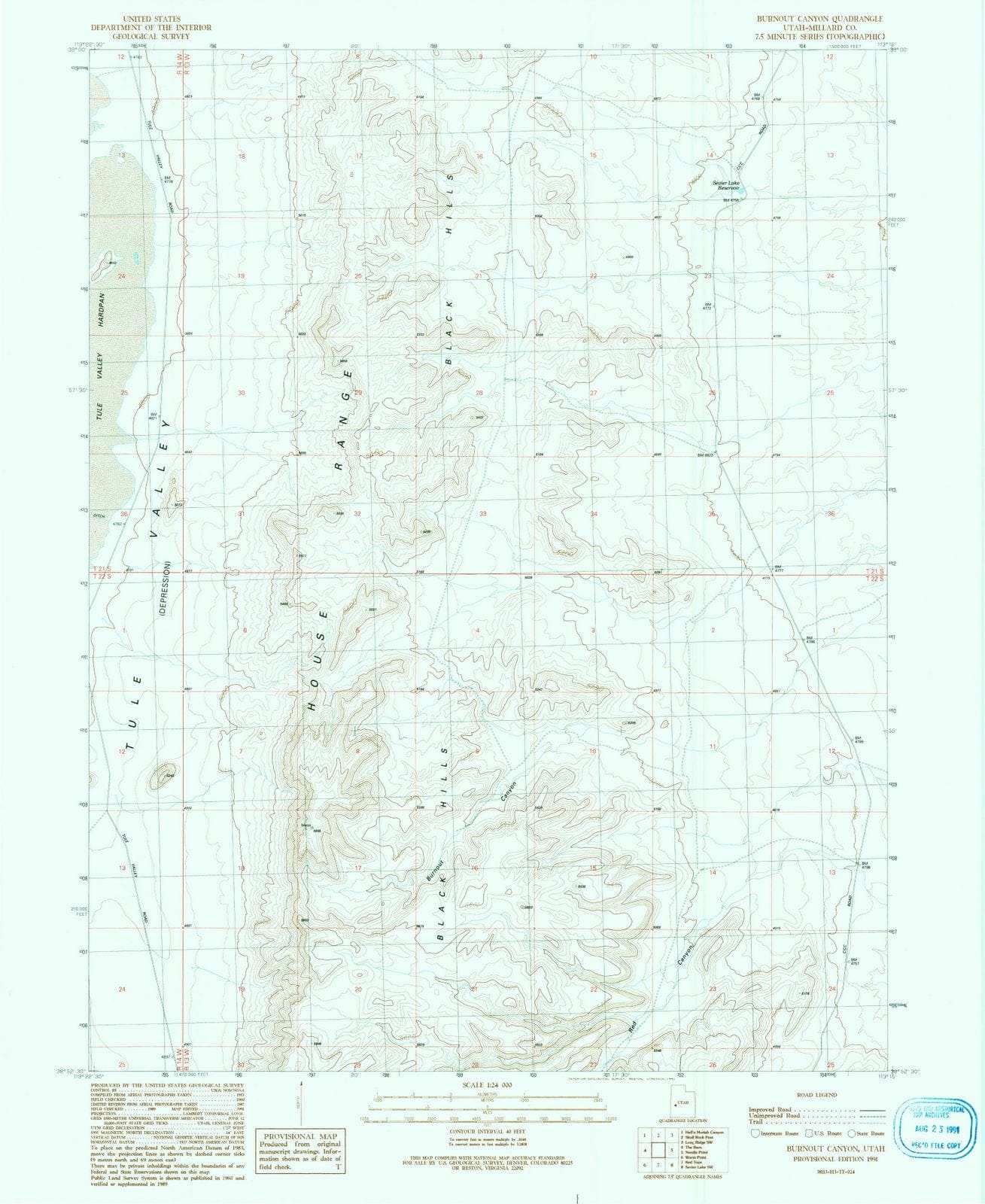 1991 Burnout Canyon, UT - Utah - USGS Topographic Map
