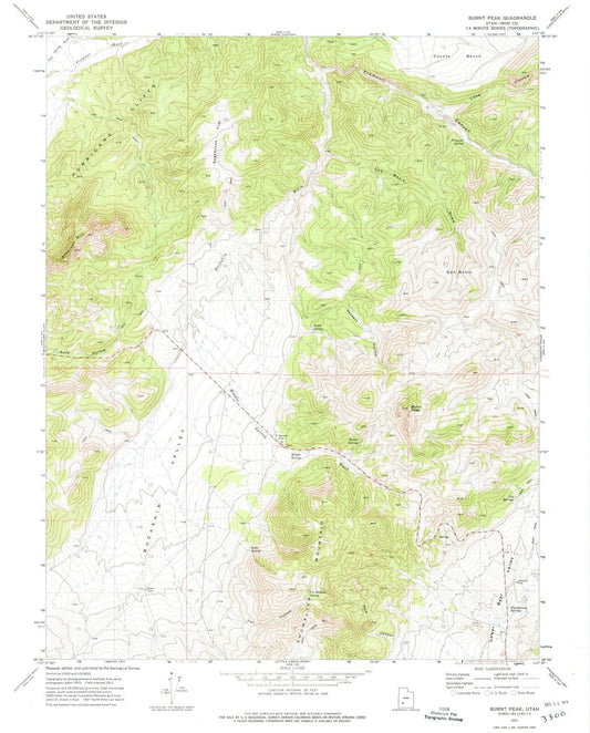 1971 Burnt Peak, UT - Utah - USGS Topographic Map