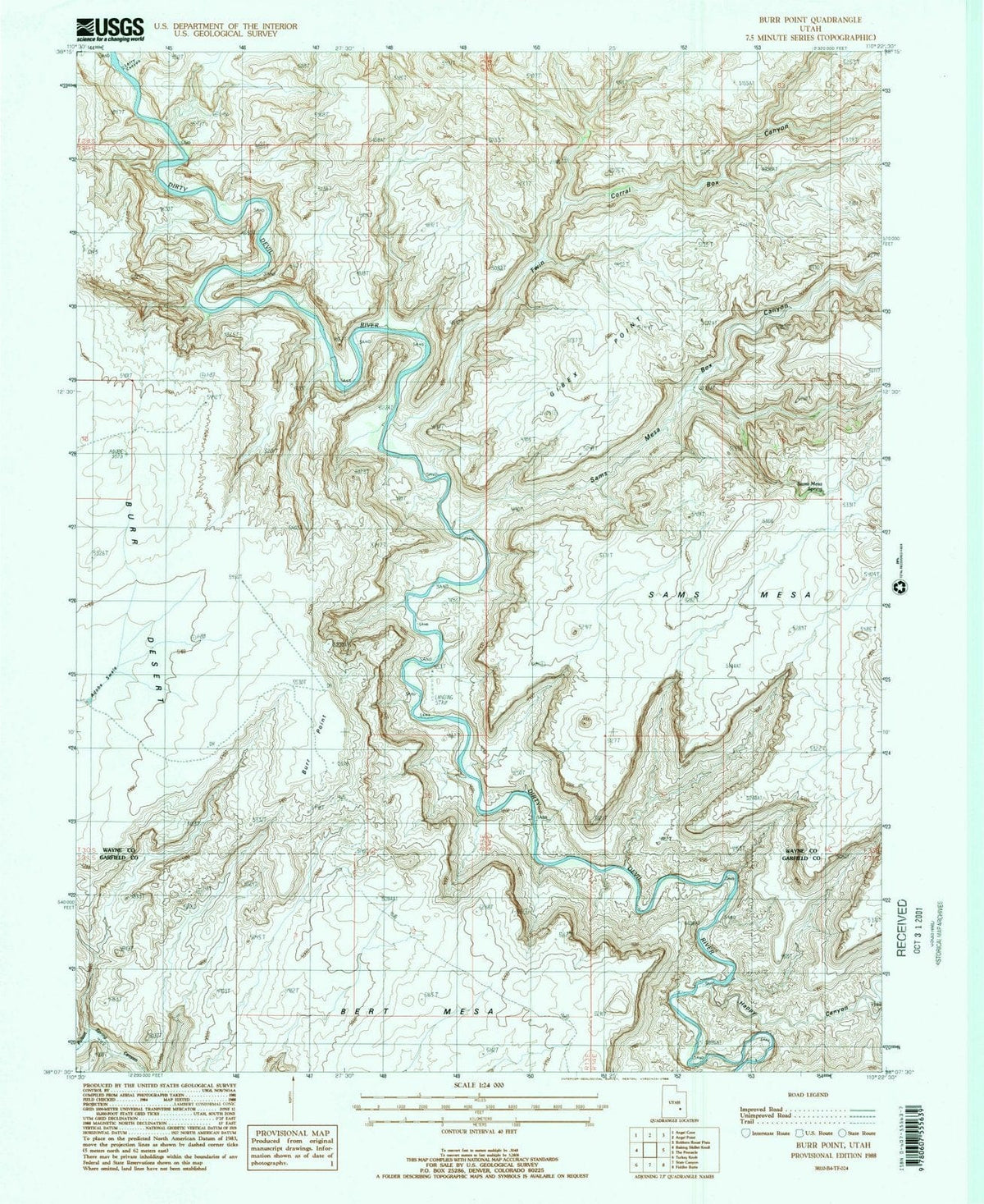 1988 Burr Point, UT - Utah - USGS Topographic Map