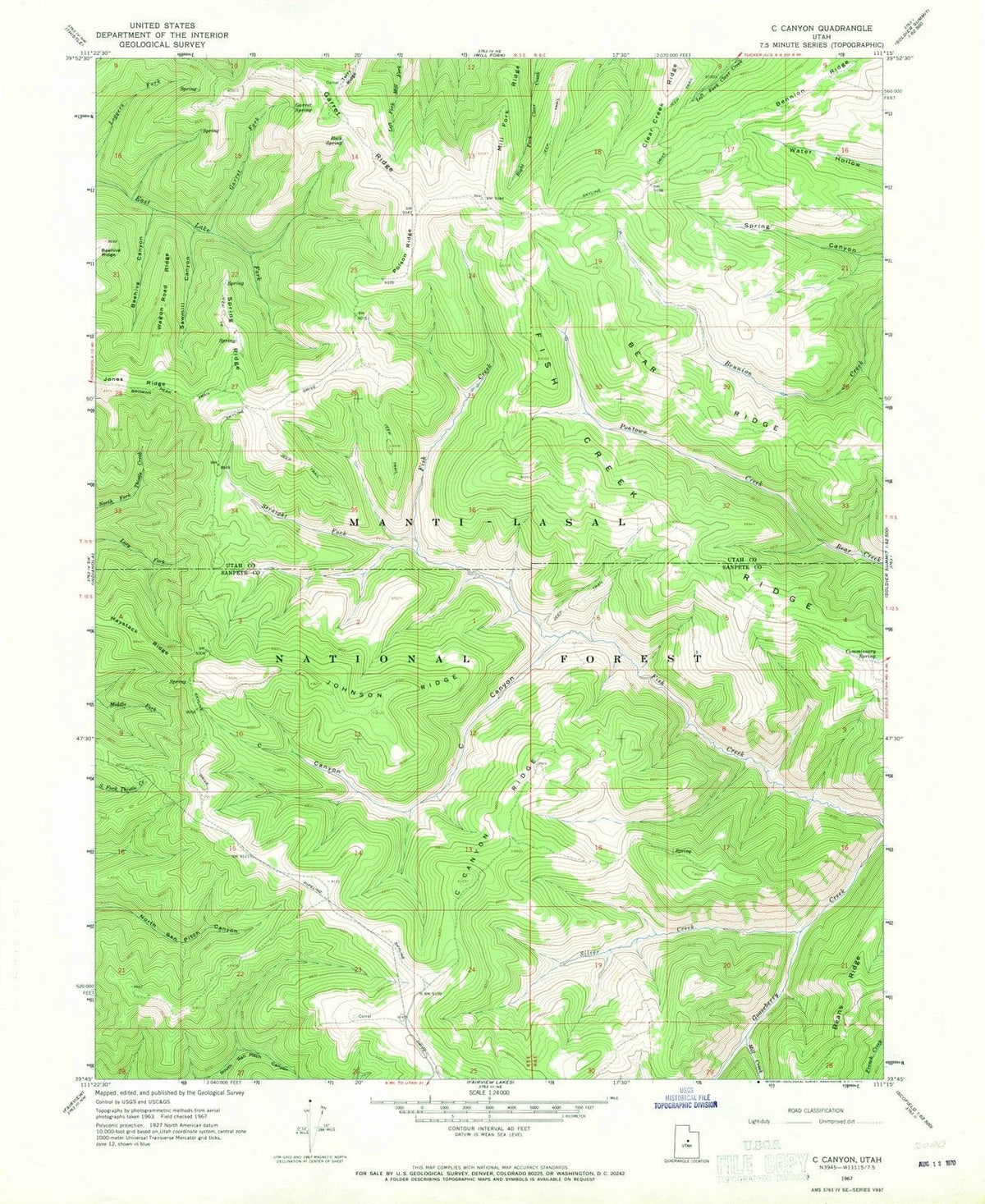 1967 C Canyon, UT - Utah - USGS Topographic Map