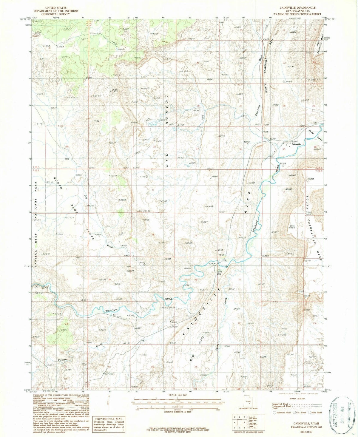 1987 Caineville, UT - Utah - USGS Topographic Map