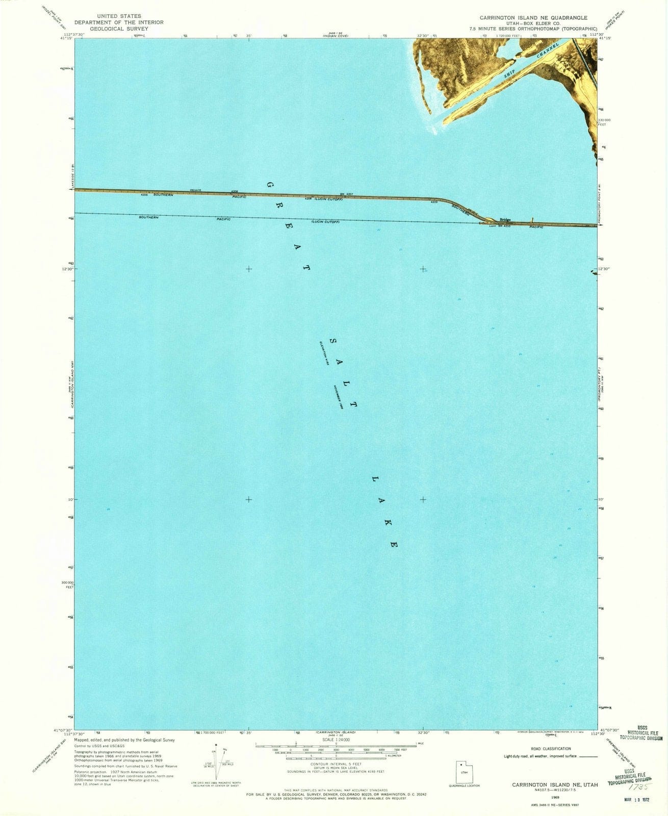 1969 Carrington Island, UT - Utah - USGS Topographic Map