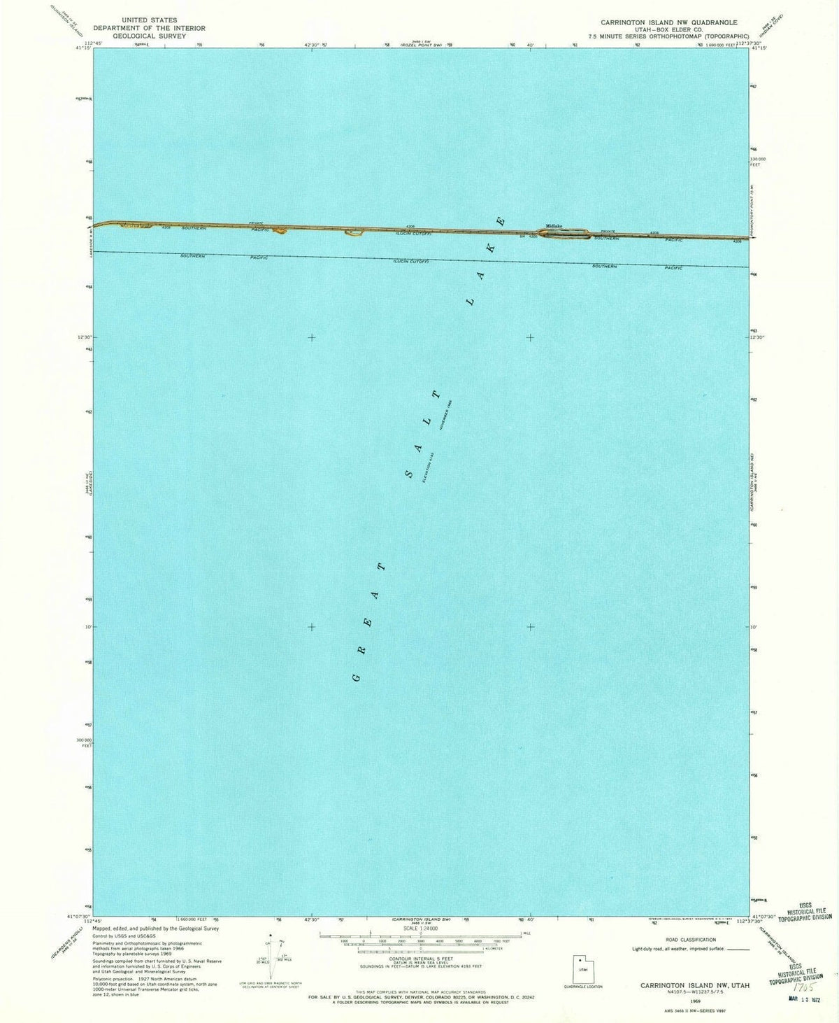 1969 Carrington Island, UT - Utah - USGS Topographic Map v2
