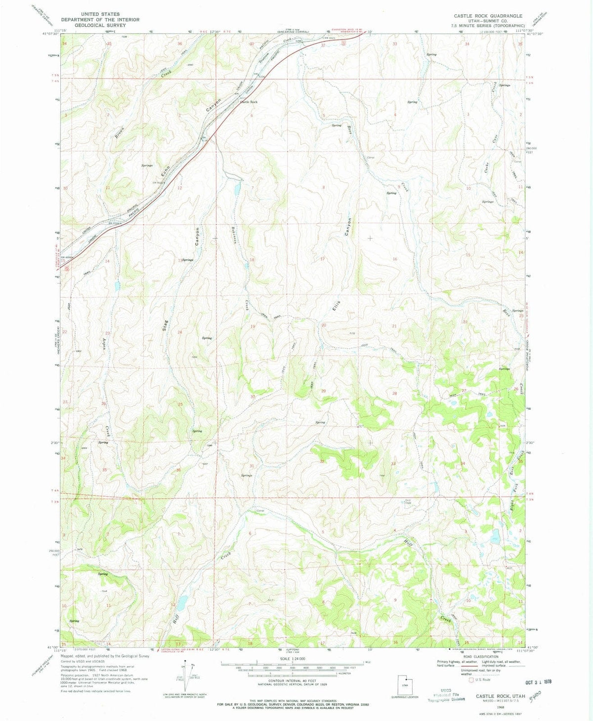 1968 Castle Rock, UT - Utah - USGS Topographic Map