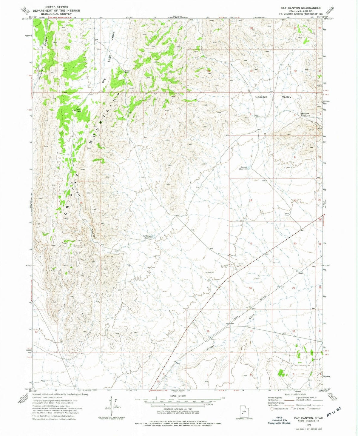 1973 Cat Canyon, UT - Utah - USGS Topographic Map