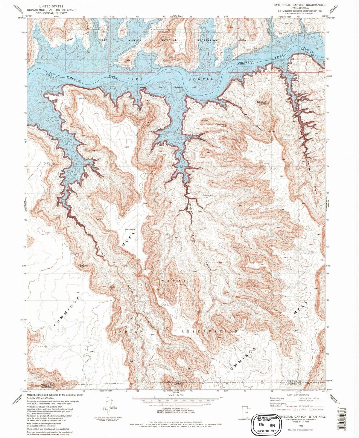 1985 Cathedral Canyon, UT - Utah - USGS Topographic Map