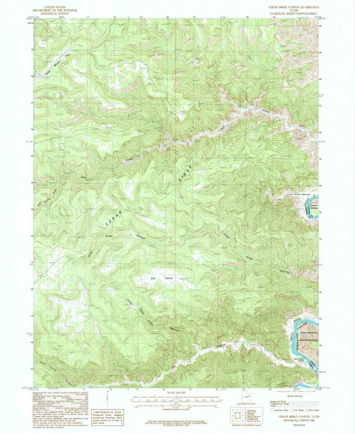 1985 Cedar Ridge Canyon, UT - Utah - USGS Topographic Map