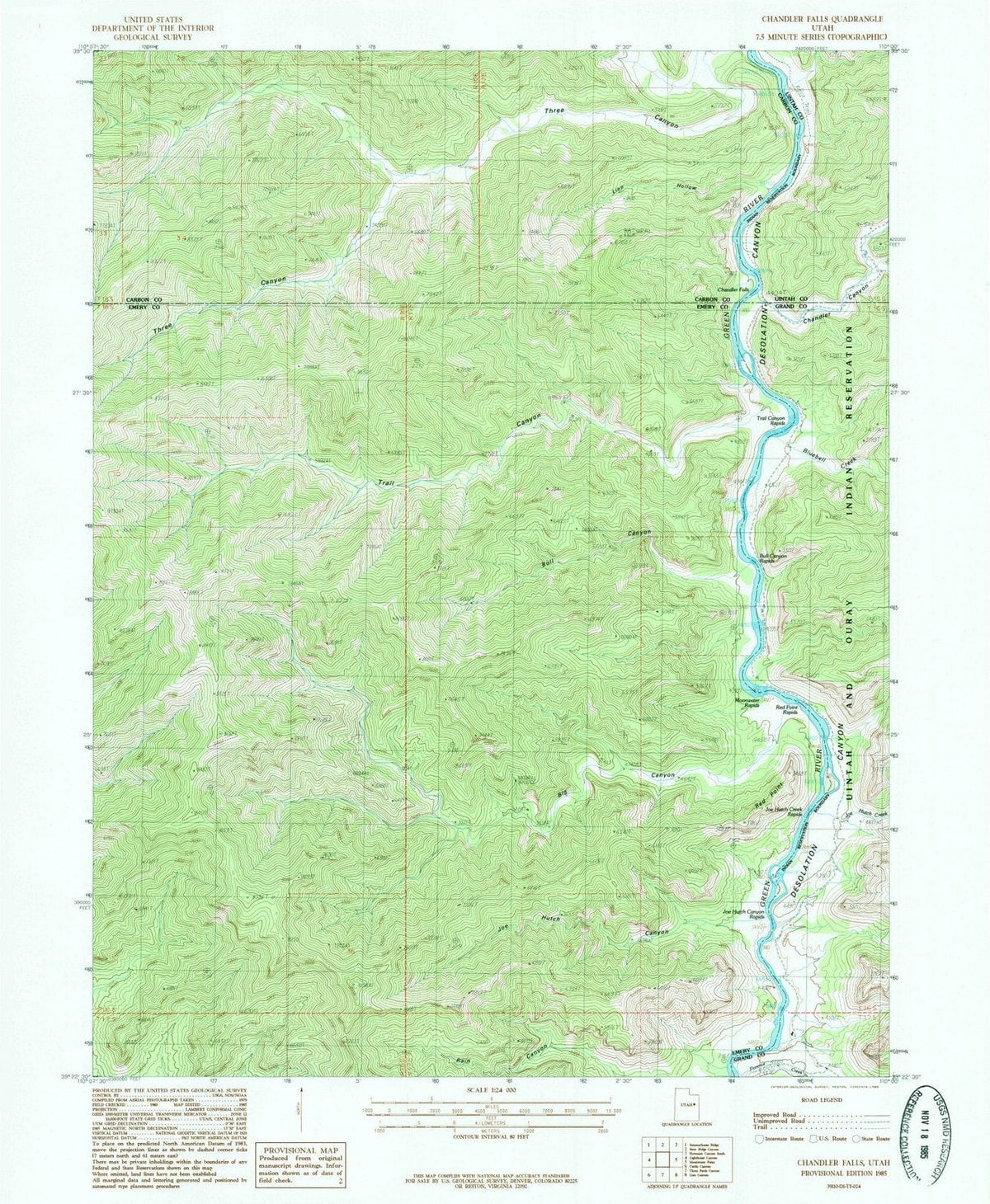 1985 Chandler Falls, UT - Utah - USGS Topographic Map