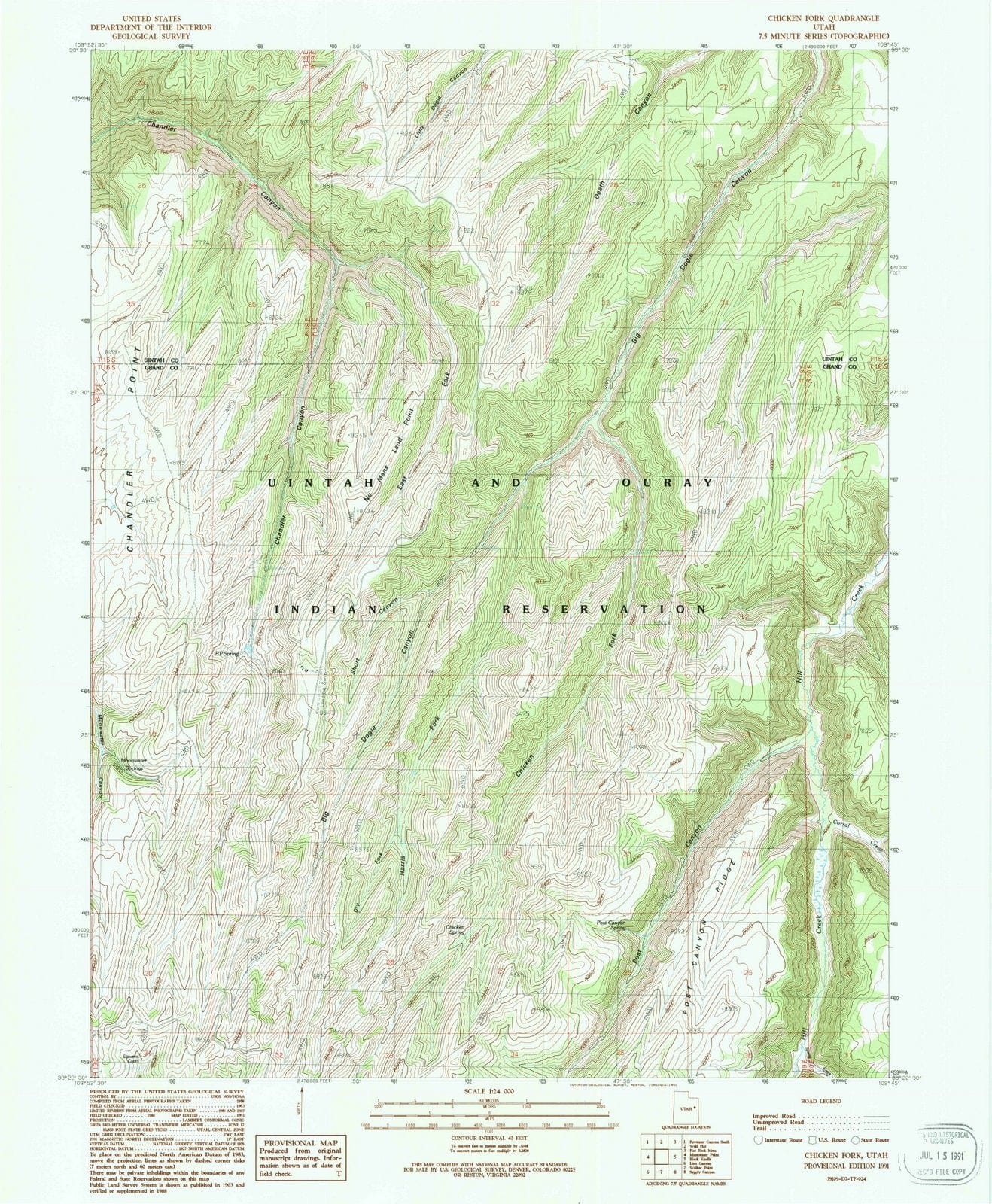 1991 Checken Fork, UT - Utah - USGS Topographic Map