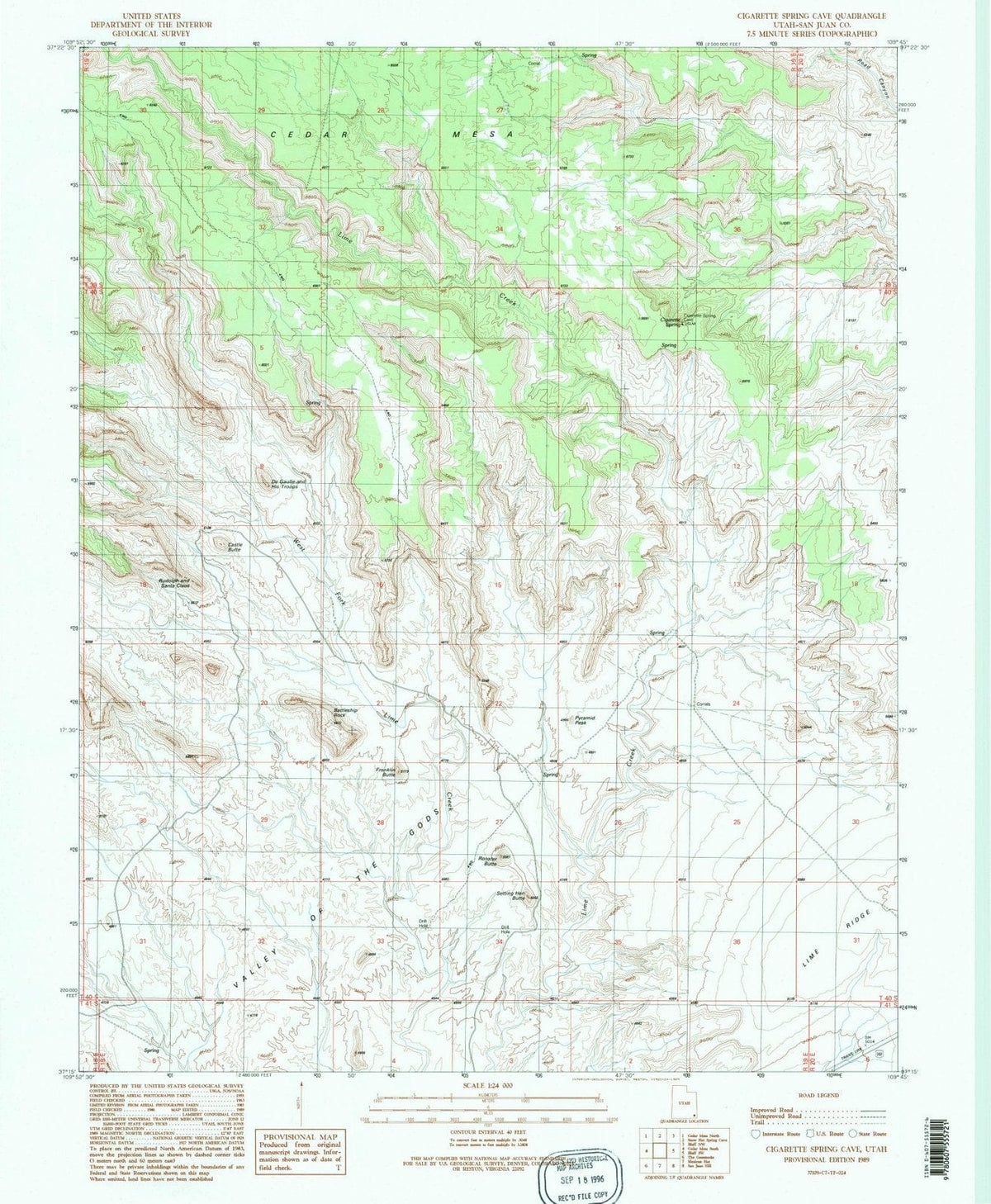 1989 Cigarette Spring Cave, UT - Utah - USGS Topographic Map
