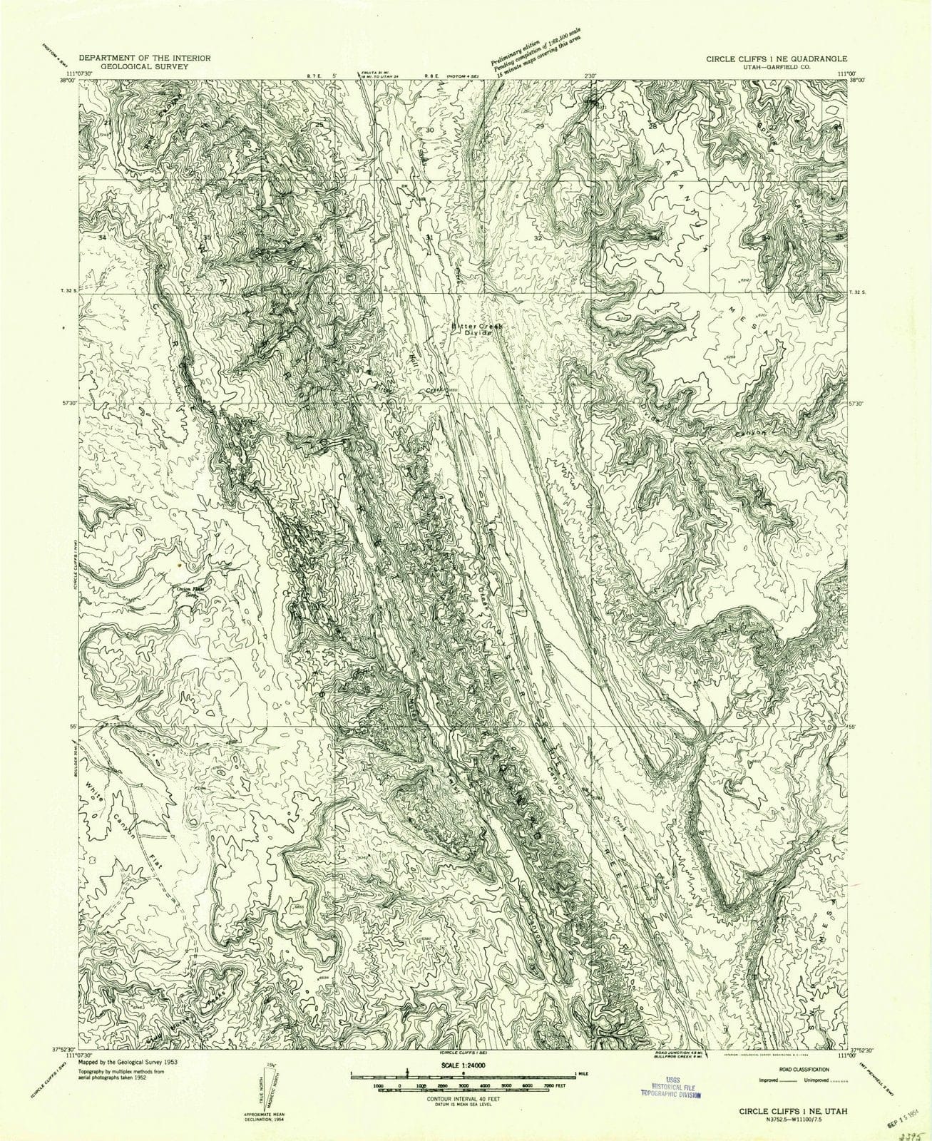 1953 Circle Cliffs 1, UT - Utah - USGS Topographic Map