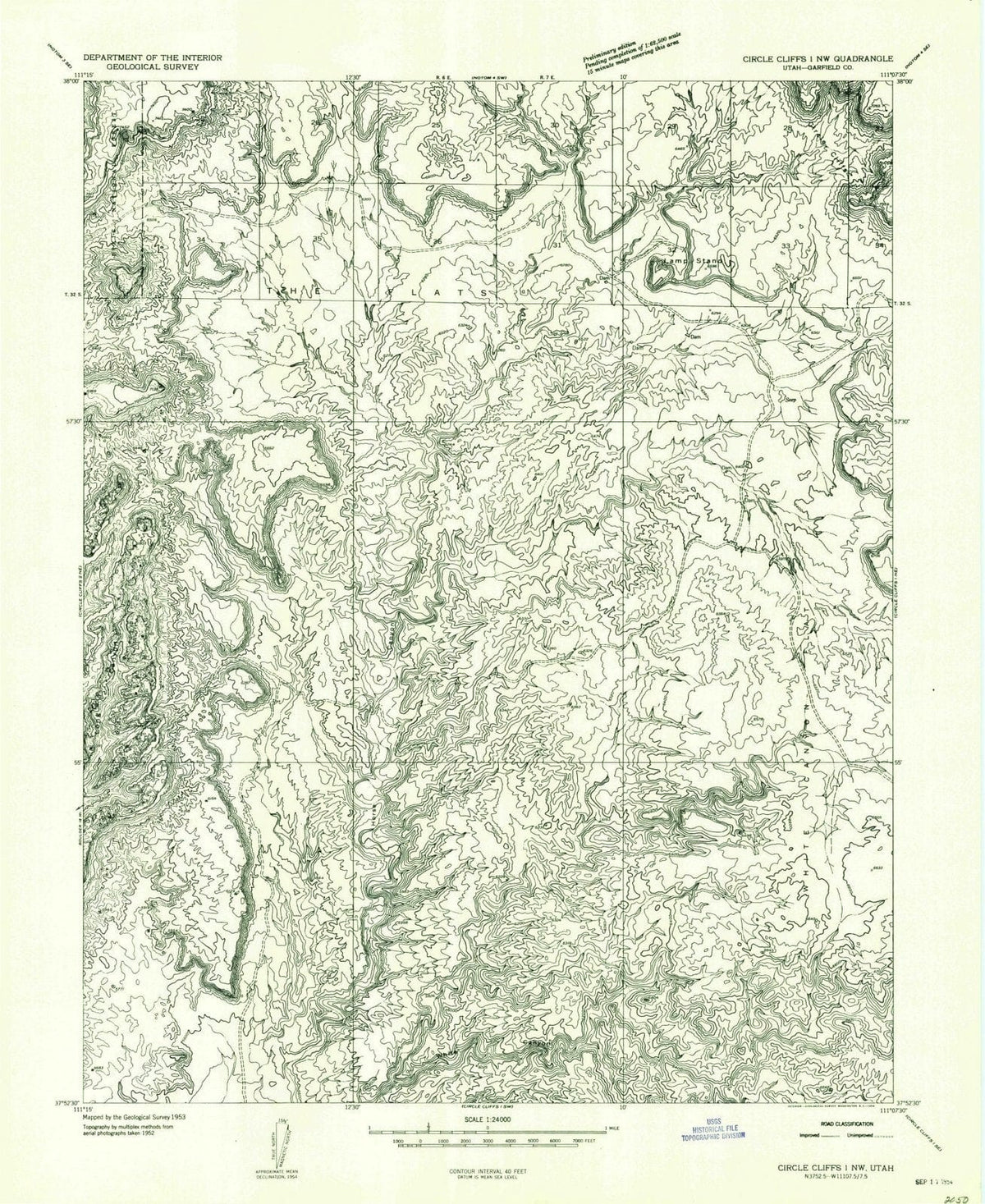 1953 Circle Cliffs 1, UT - Utah - USGS Topographic Map v2