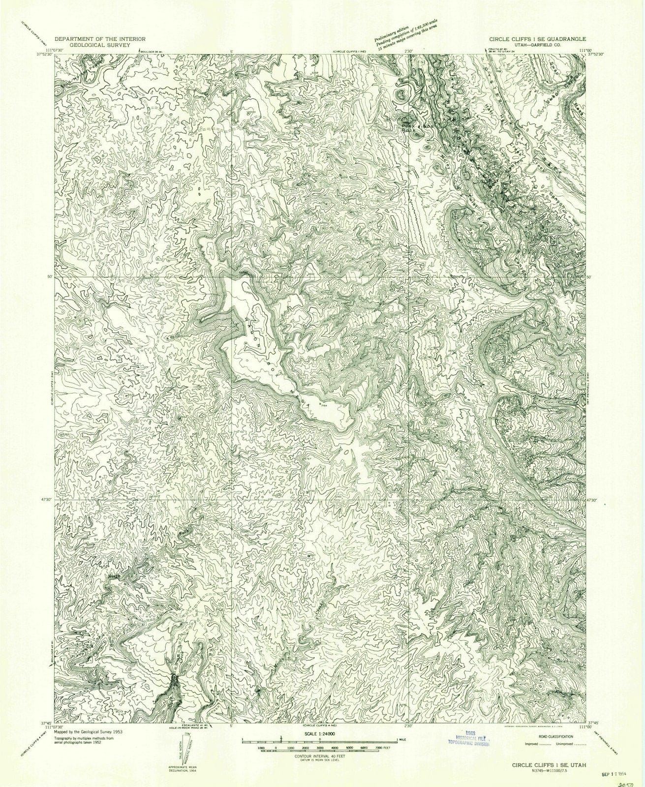 1953 Circle Cliffs 1, UT - Utah - USGS Topographic Map v3