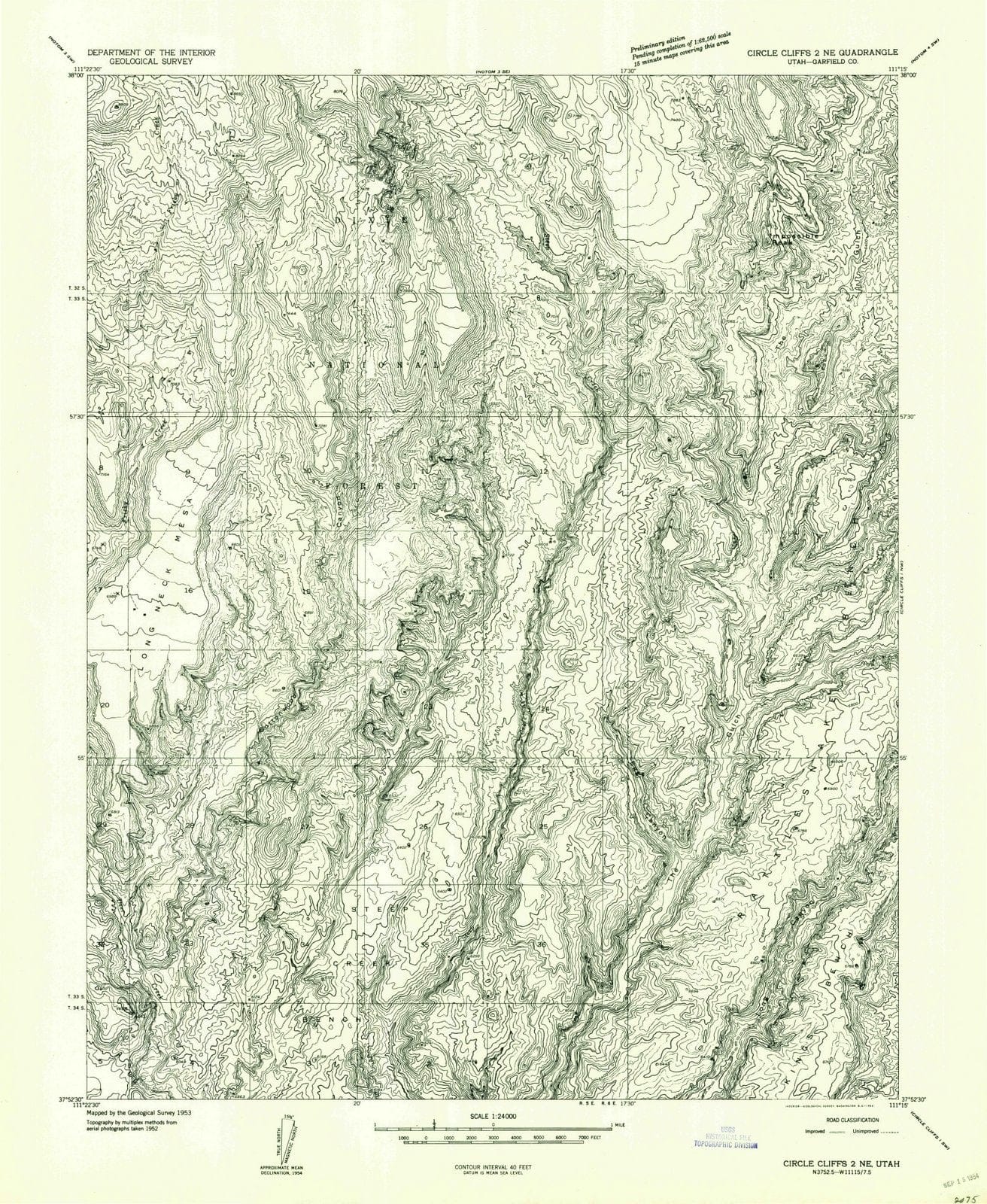 1953 Circle Cliffs 2, UT - Utah - USGS Topographic Map