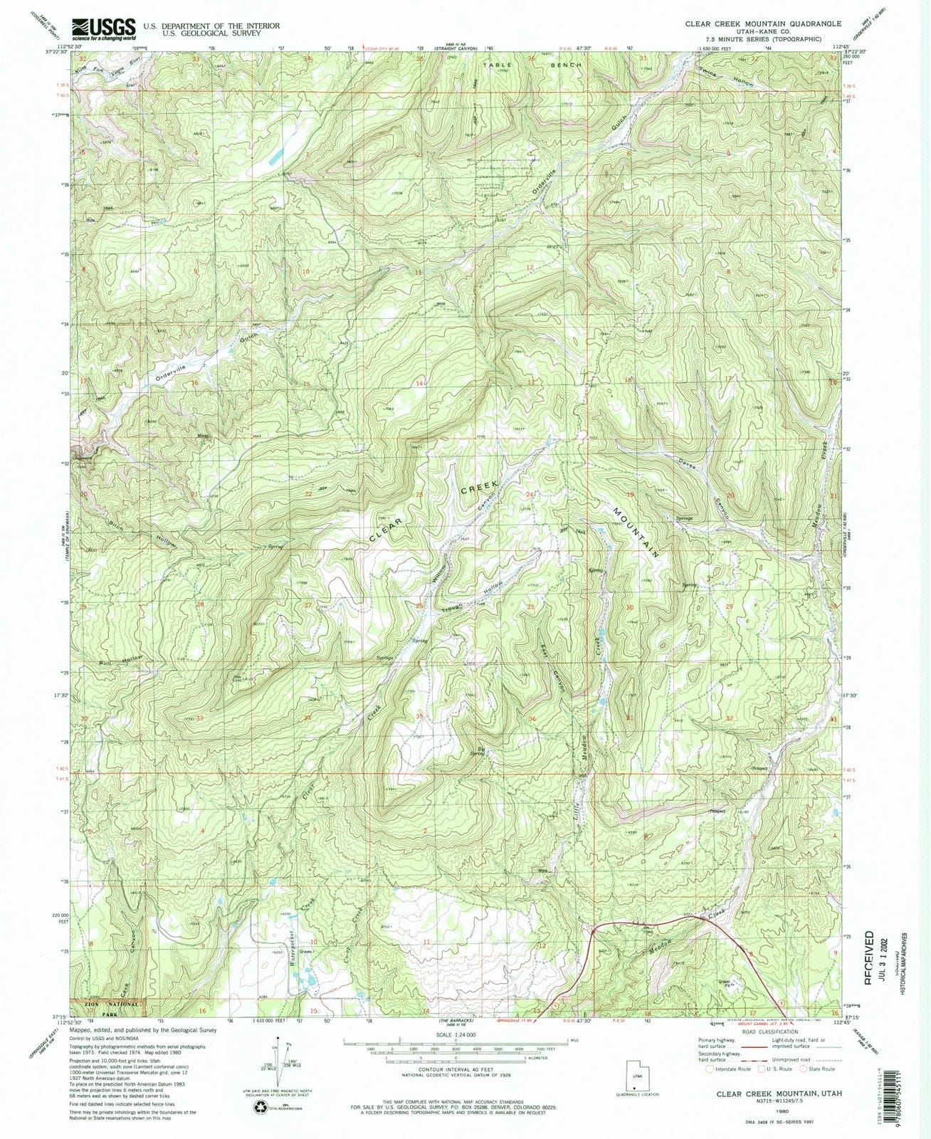 1980 Clear Creek Mountain, UT - Utah - USGS Topographic Map