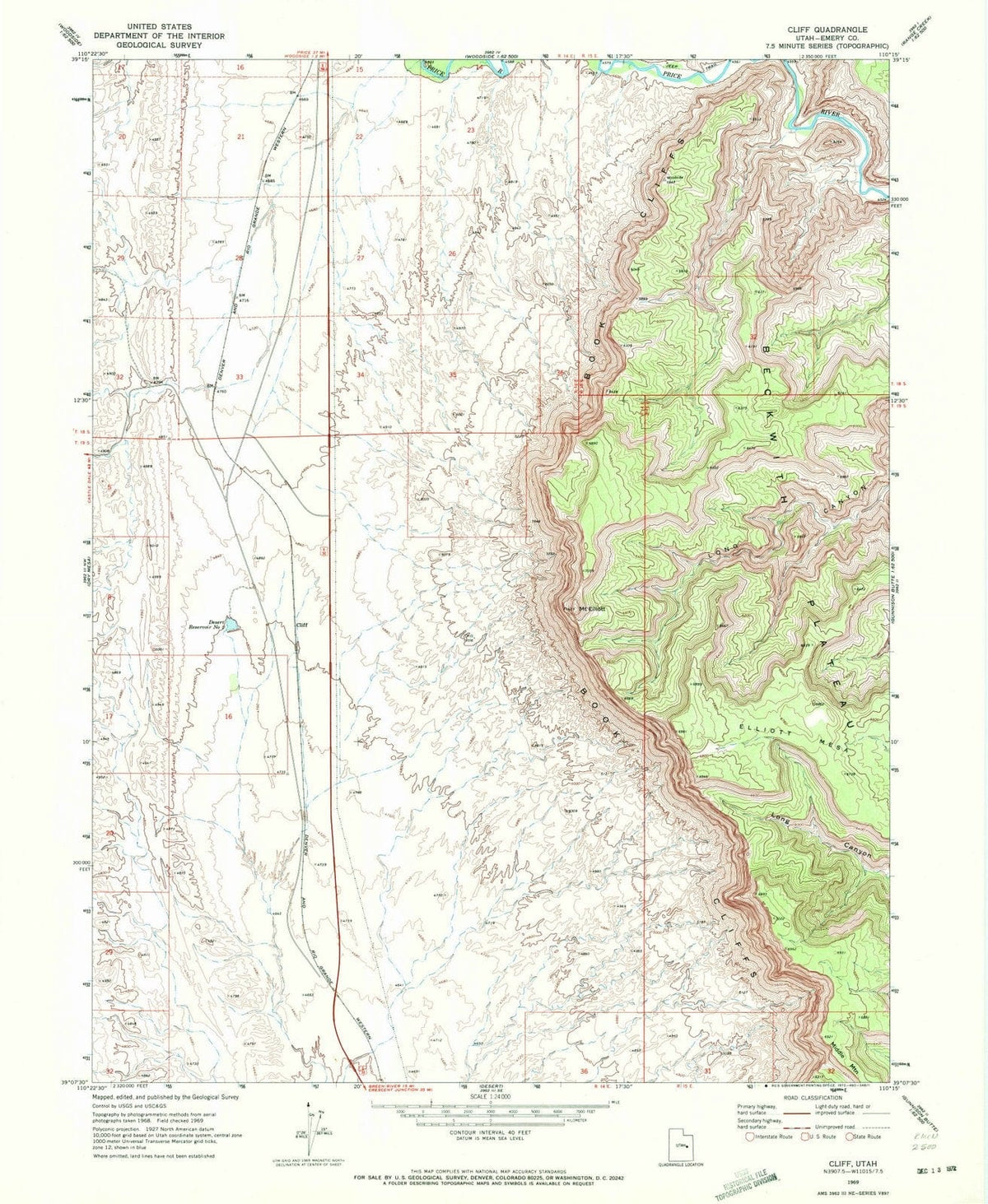 1969 Cliff, UT - Utah - USGS Topographic Map