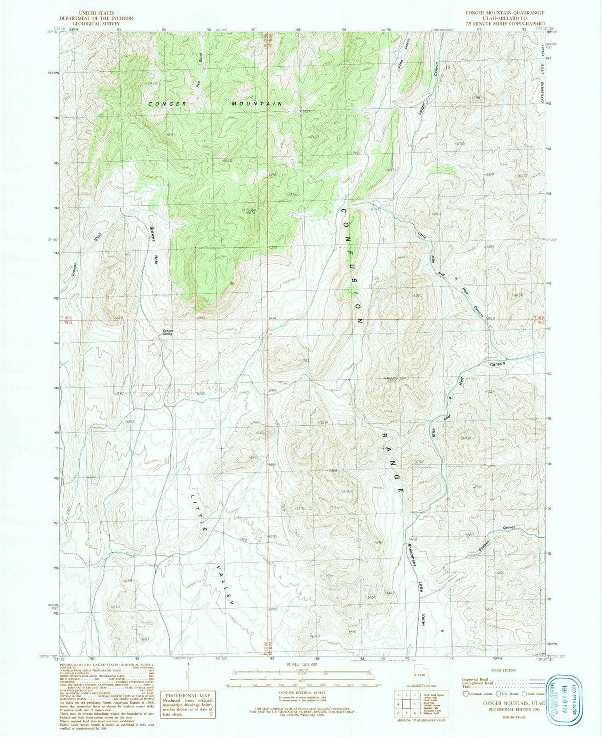1991 Conger Mountain, UT - Utah - USGS Topographic Map