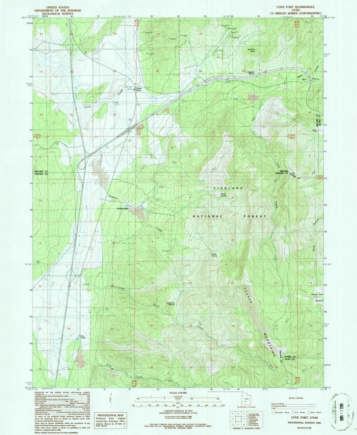 1986 Cove Fort, UT - Utah - USGS Topographic Map