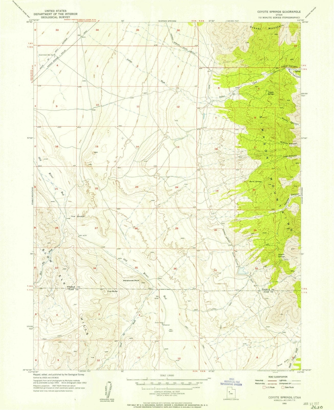 1955 Coyote Springs, UT - Utah - USGS Topographic Map