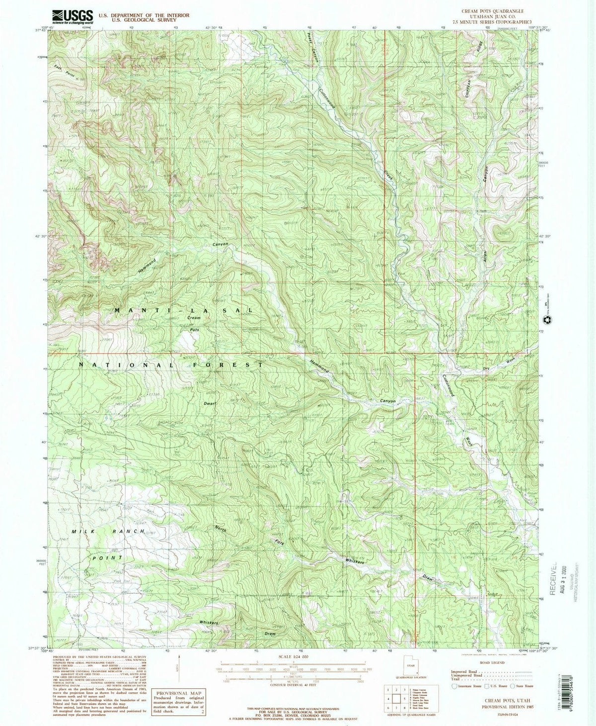 1985 Cream Pots, UT - Utah - USGS Topographic Map