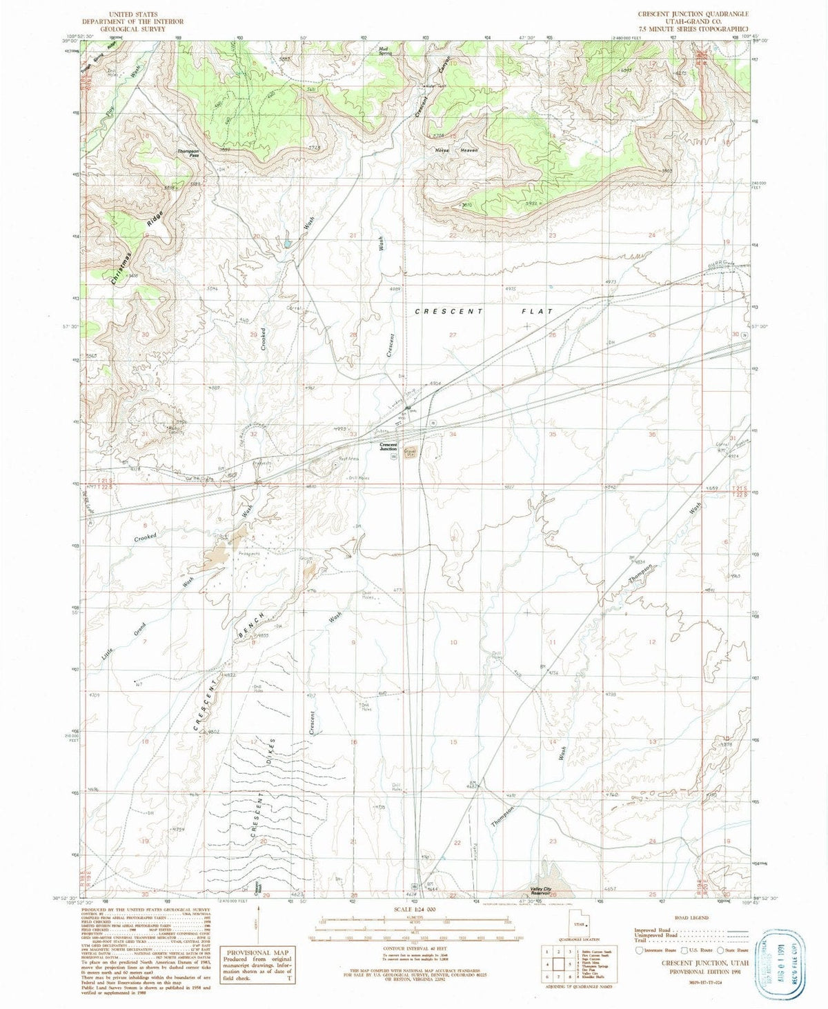 1991 Crescent Junction, UT - Utah - USGS Topographic Map