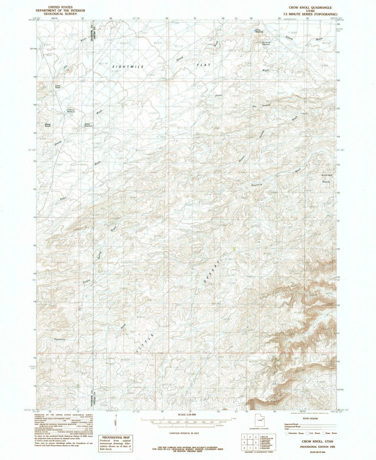 1985 Crow Knoll, UT - Utah - USGS Topographic Map