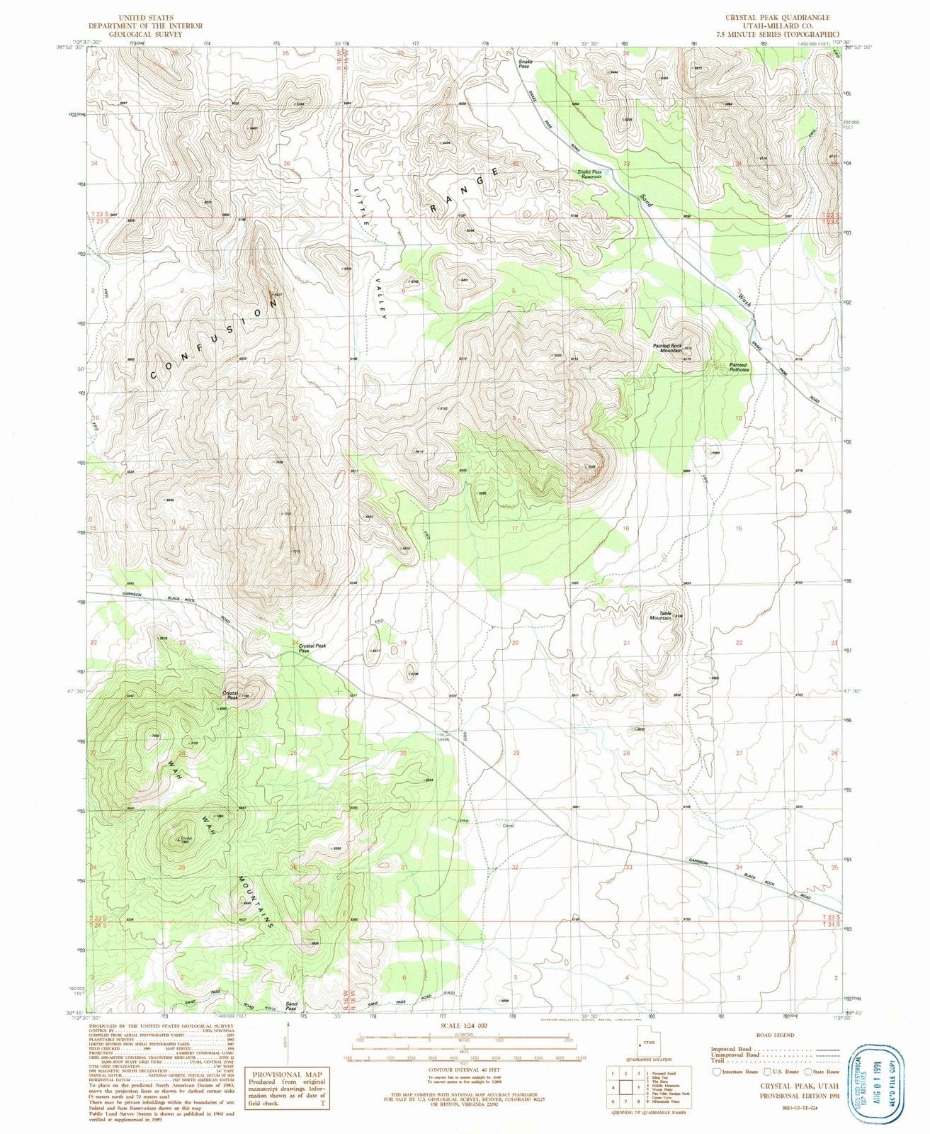 1991 Crystal Peak, UT - Utah - USGS Topographic Map