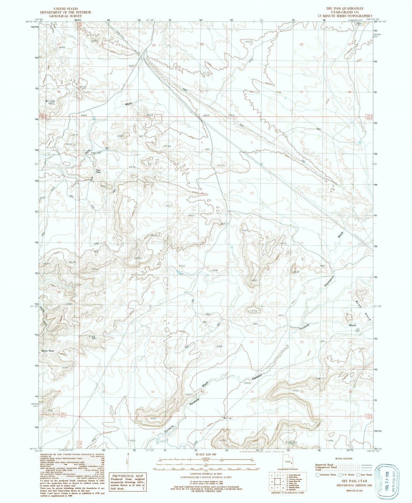 1991 Dee Pass, UT - Utah - USGS Topographic Map