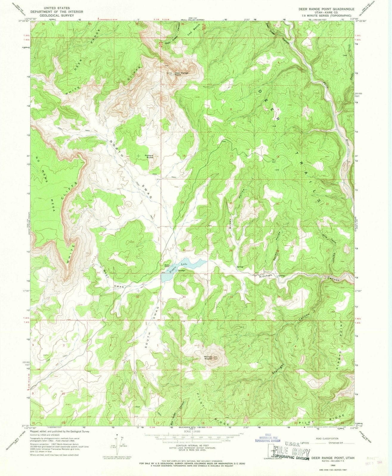 1966 Deer Range Point, UT - Utah - USGS Topographic Map