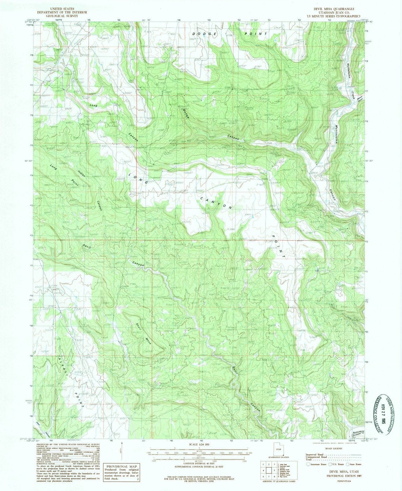 1985 Devil Mesa, UT - Utah - USGS Topographic Map