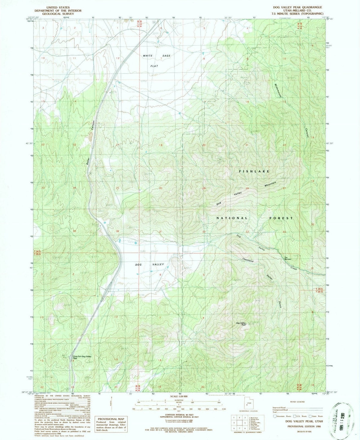 1986 Dog Valley Peak, UT - Utah - USGS Topographic Map