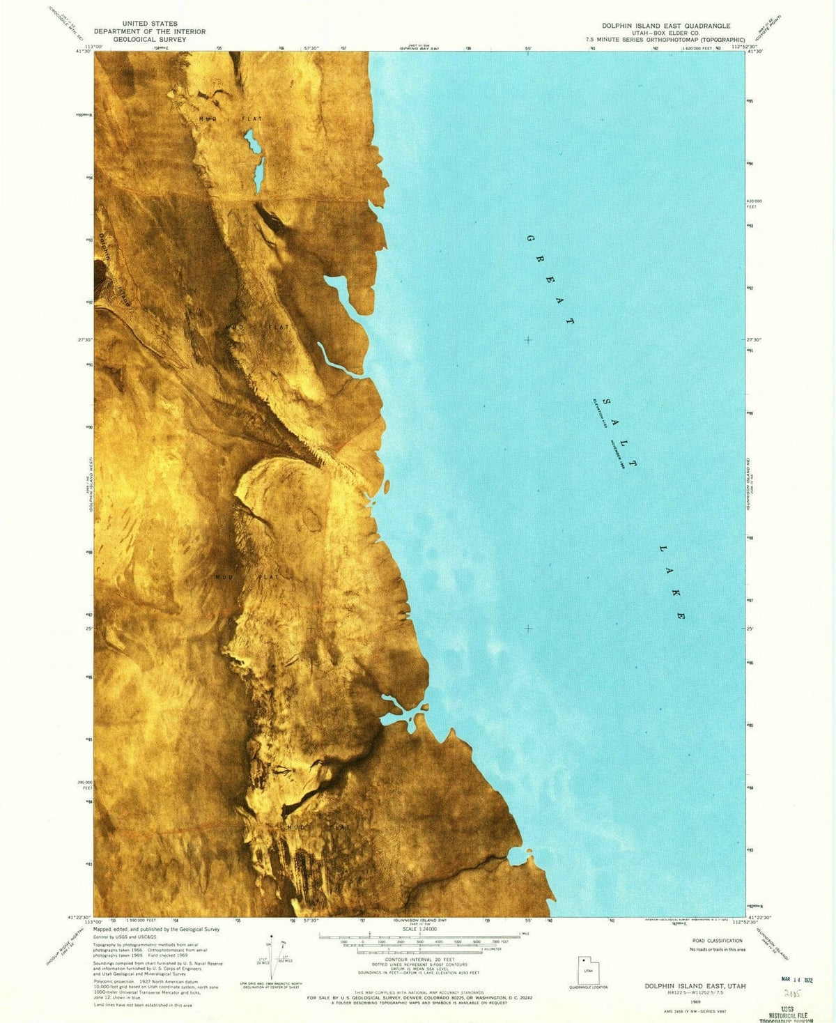 1969 Dolphin Island East, UT - Utah - USGS Topographic Map