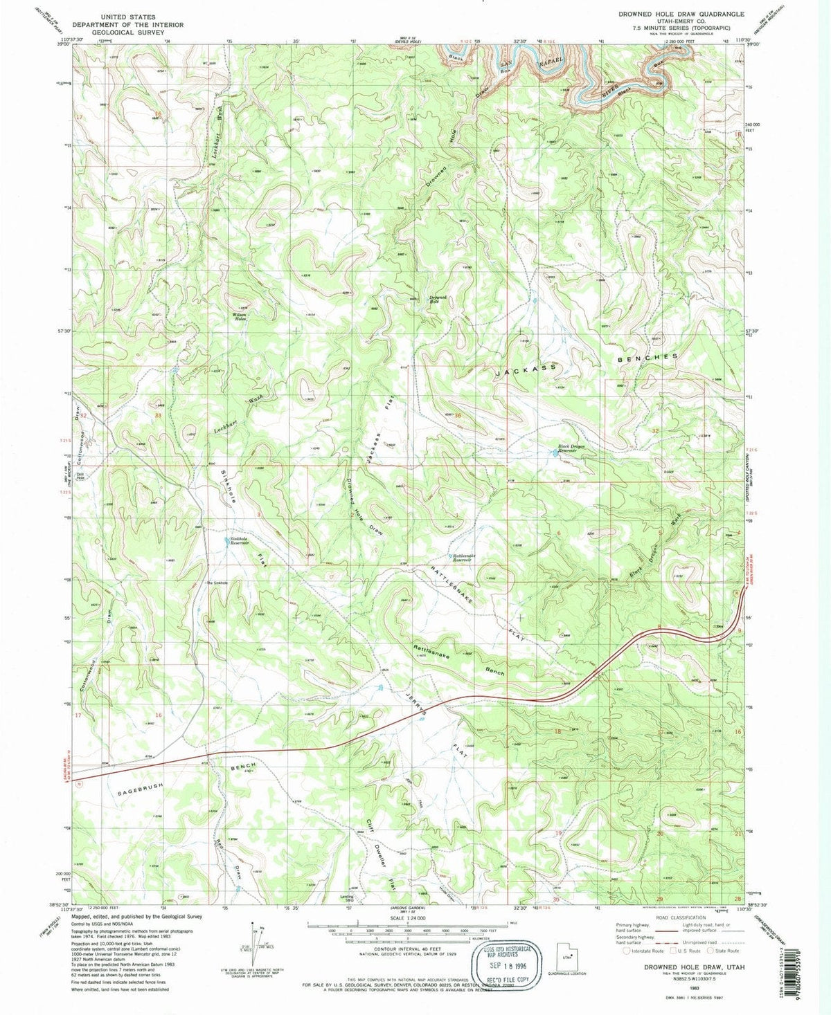 1983 Drowned Holeraw, UT - Utah - USGS Topographic Map