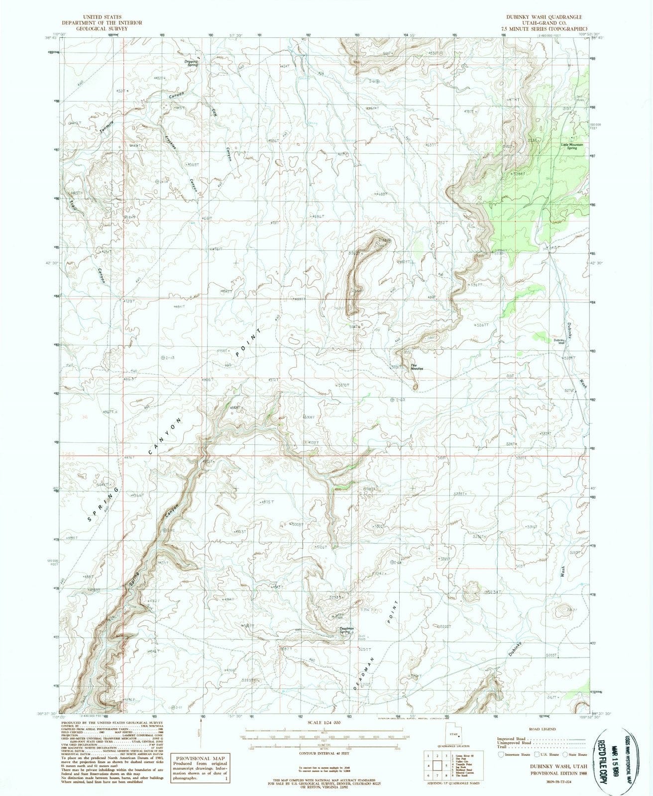 1988 Dubinky Wash, UT - Utah - USGS Topographic Map