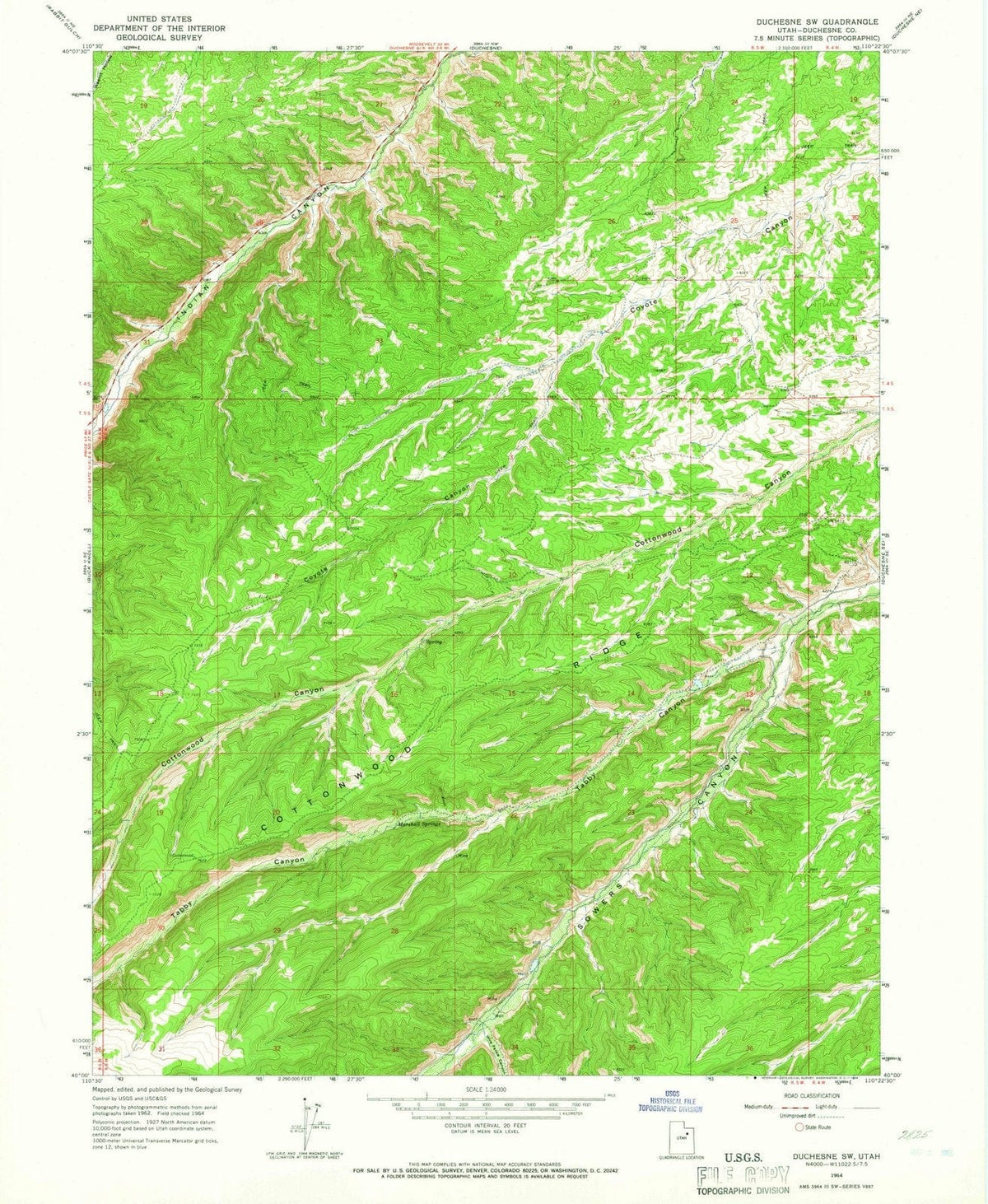 1964 Duchesne, UT - Utah - USGS Topographic Map
