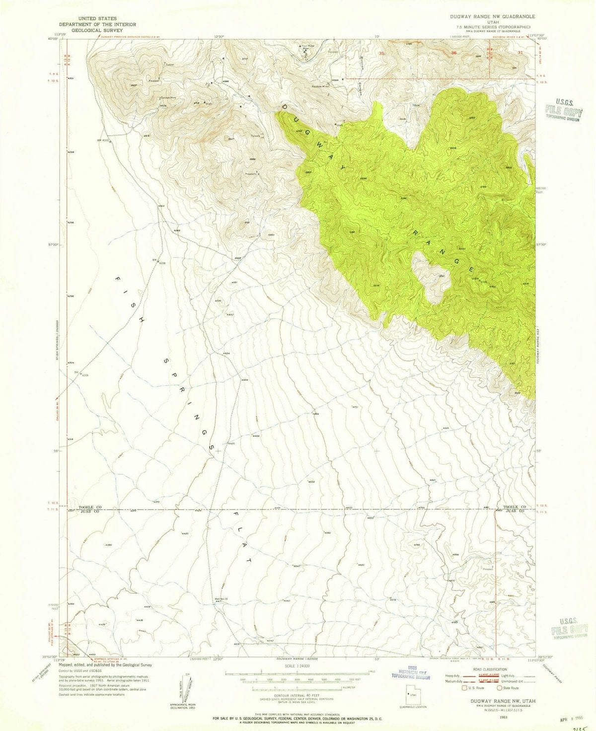 1953 Dugway Range, UT - Utah - USGS Topographic Map v2