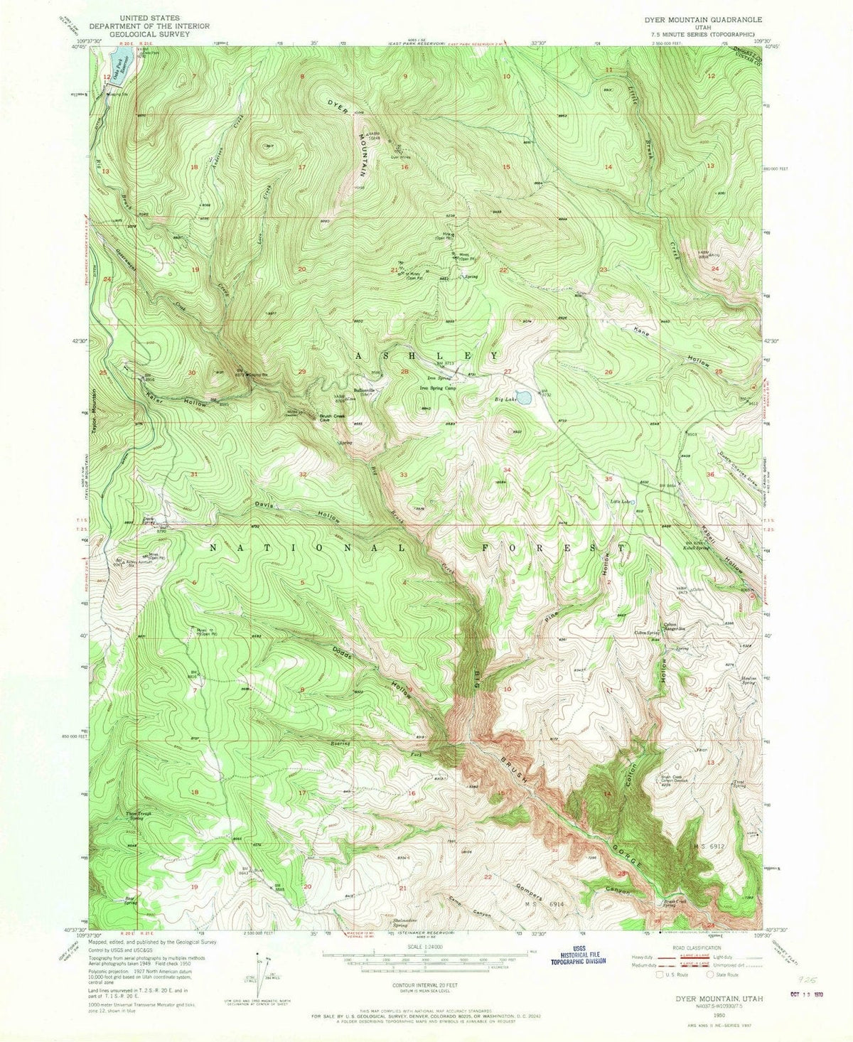 1950 Dyer Mountain, UT - Utah - USGS Topographic Map