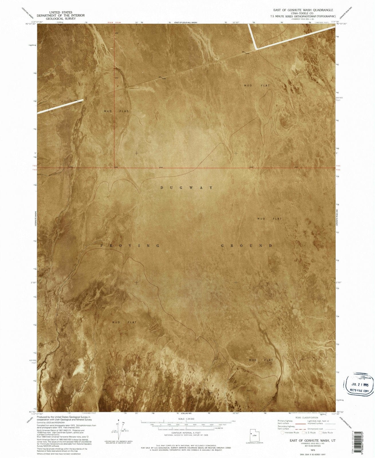 1973 East of Goshute Wash, UT - Utah - USGS Topographic Map