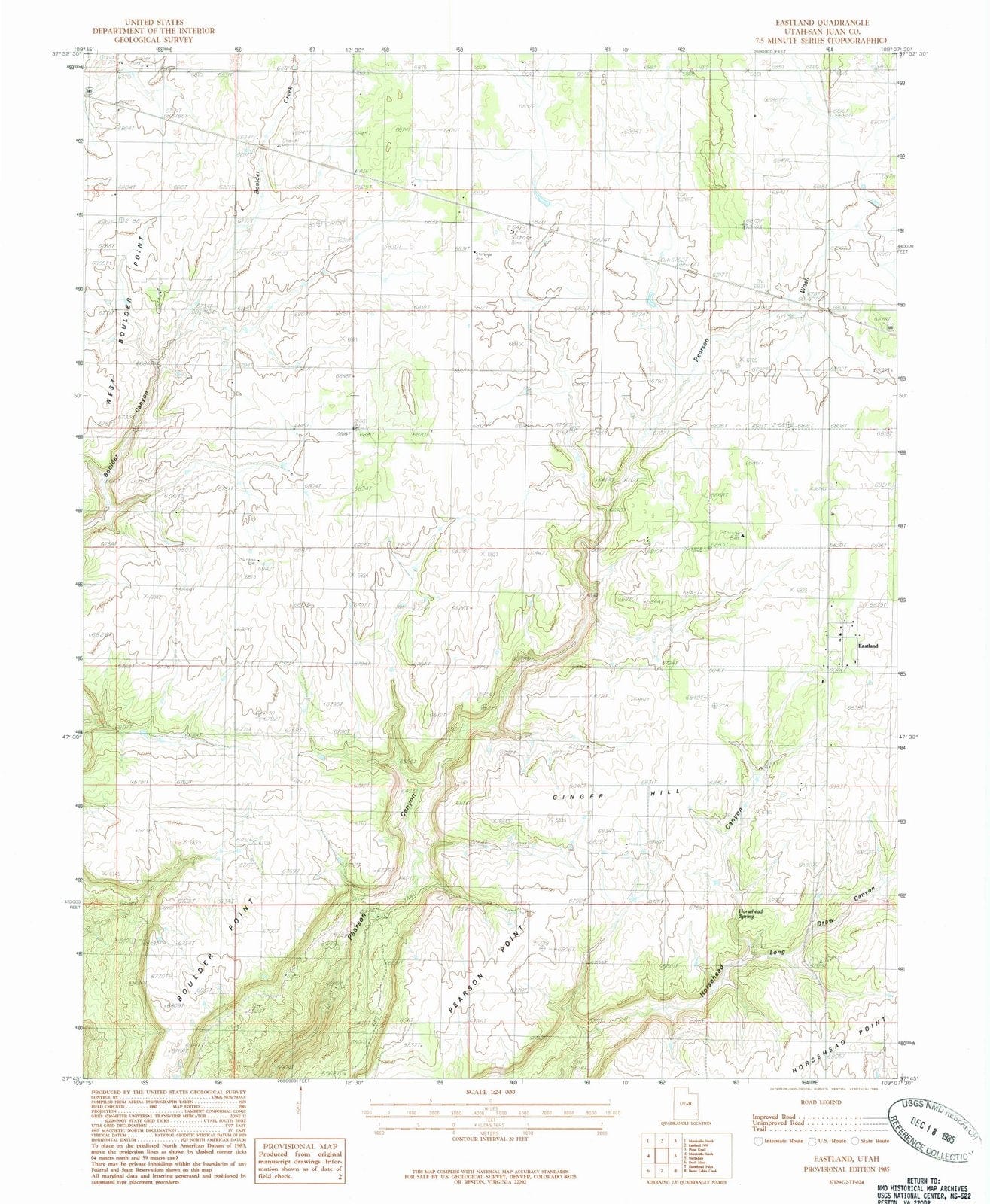 1985 Eastland, UT - Utah - USGS Topographic Map v2