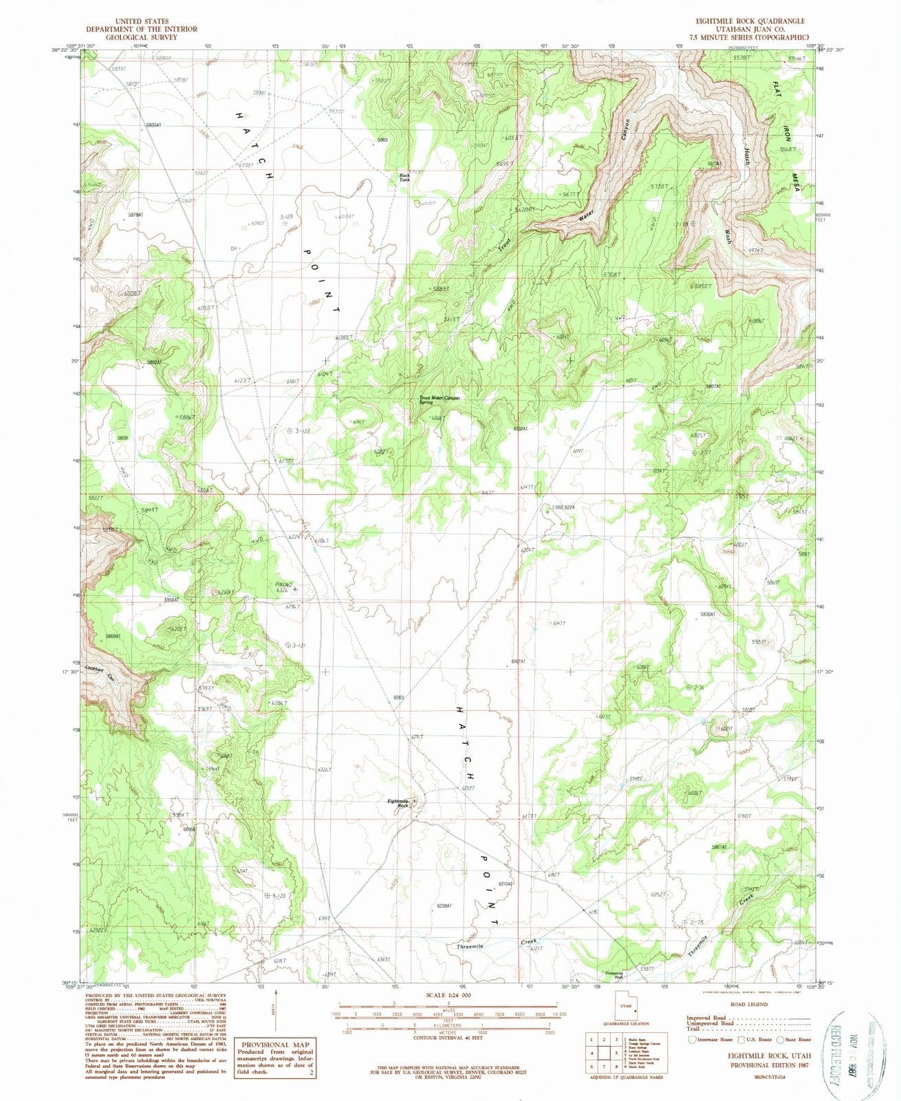 1987 Eightmile Rock, UT - Utah - USGS Topographic Map