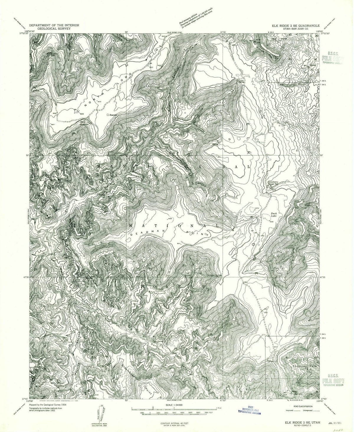 1954 Elk Ridge 2, UT - Utah - USGS Topographic Map v3
