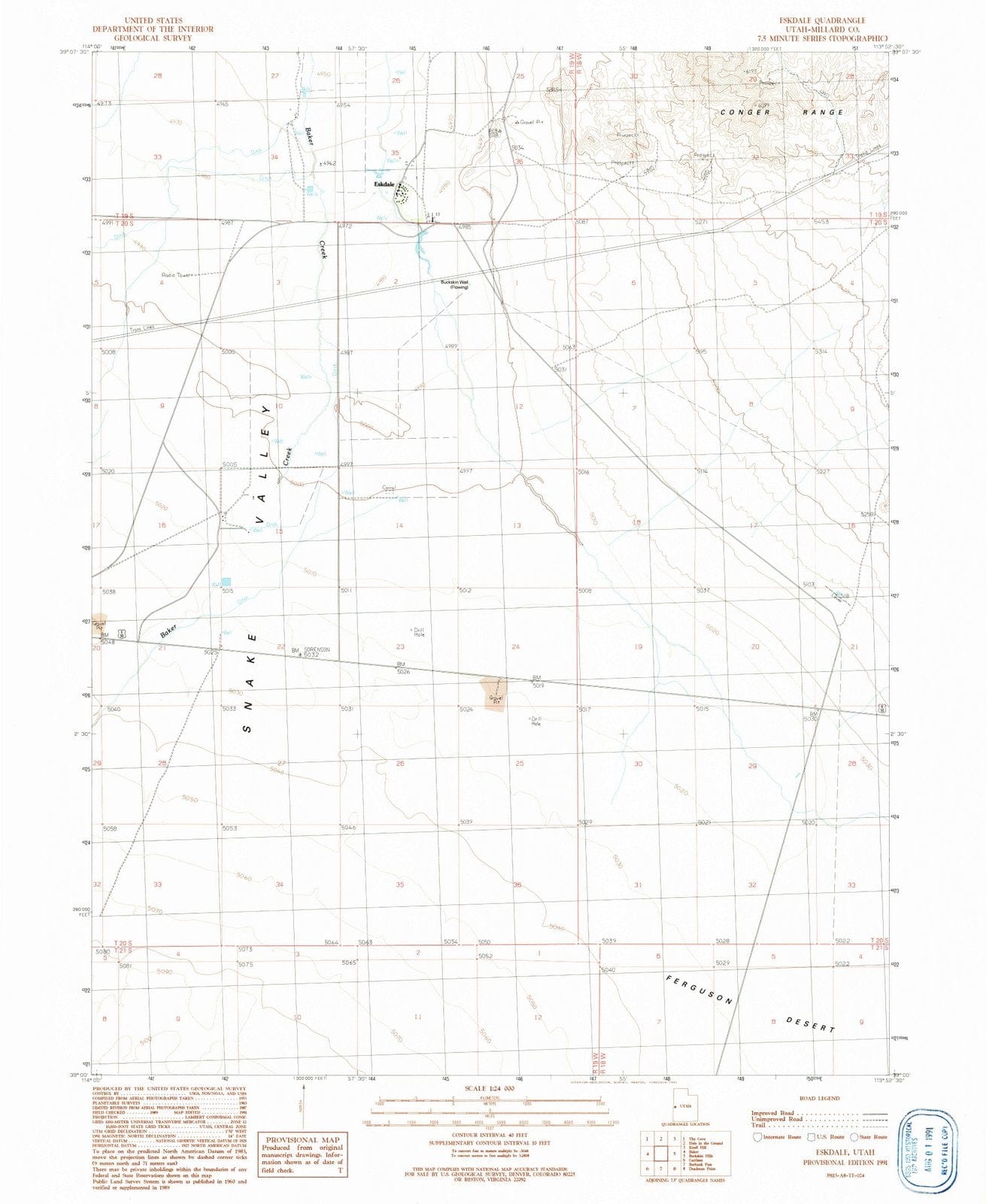 1991 Eskdale, UT - Utah - USGS Topographic Map