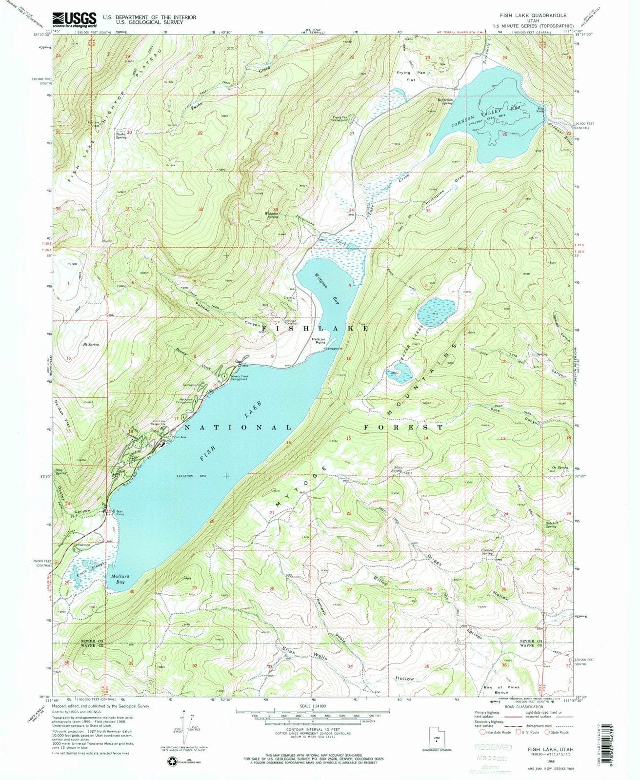 1968 Fish Lake, UT - Utah - USGS Topographic Map