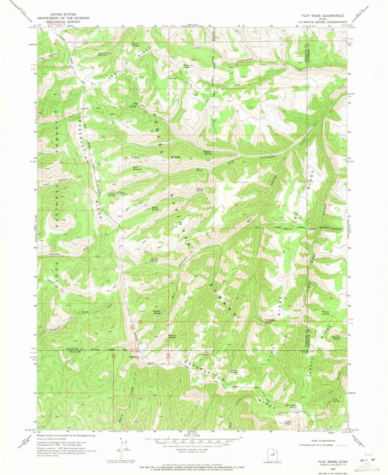 1969 Flat Ridge, UT - Utah - USGS Topographic Map