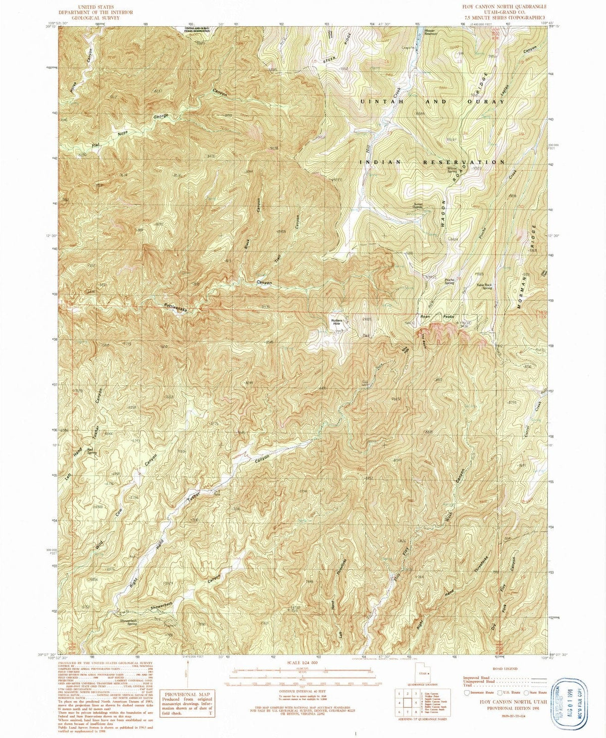 1991 Floy Canyon North, UT - Utah - USGS Topographic Map