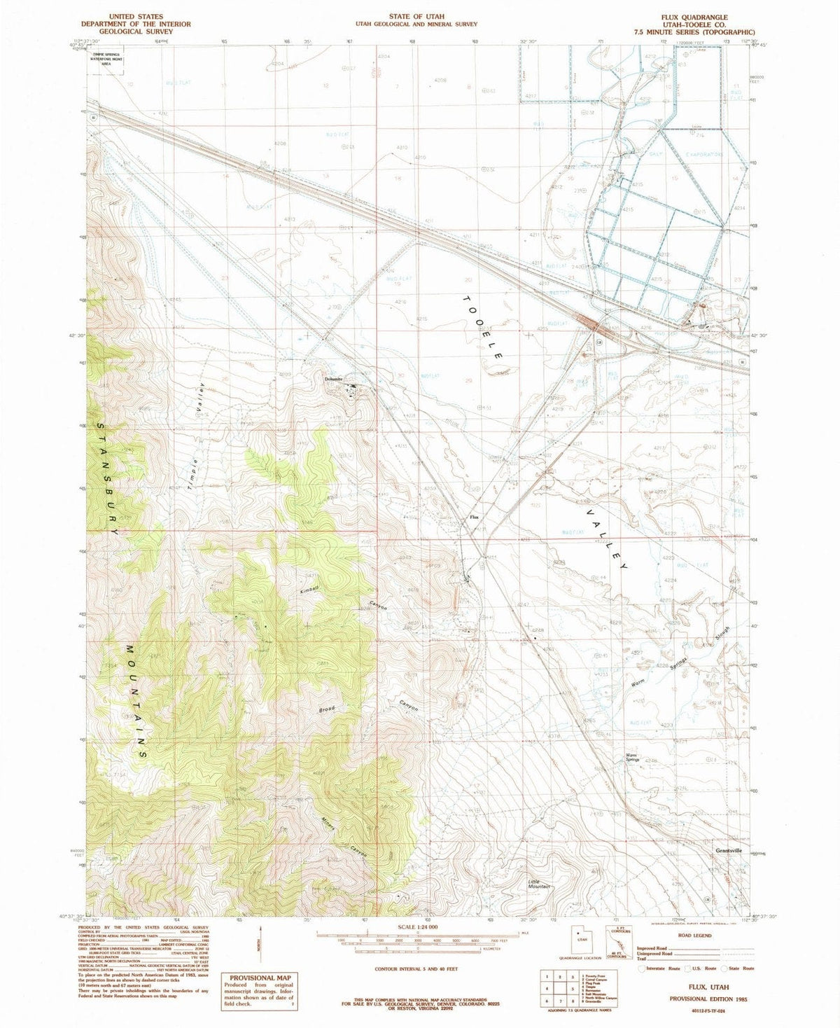 1985 Flux, UT - Utah - USGS Topographic Map