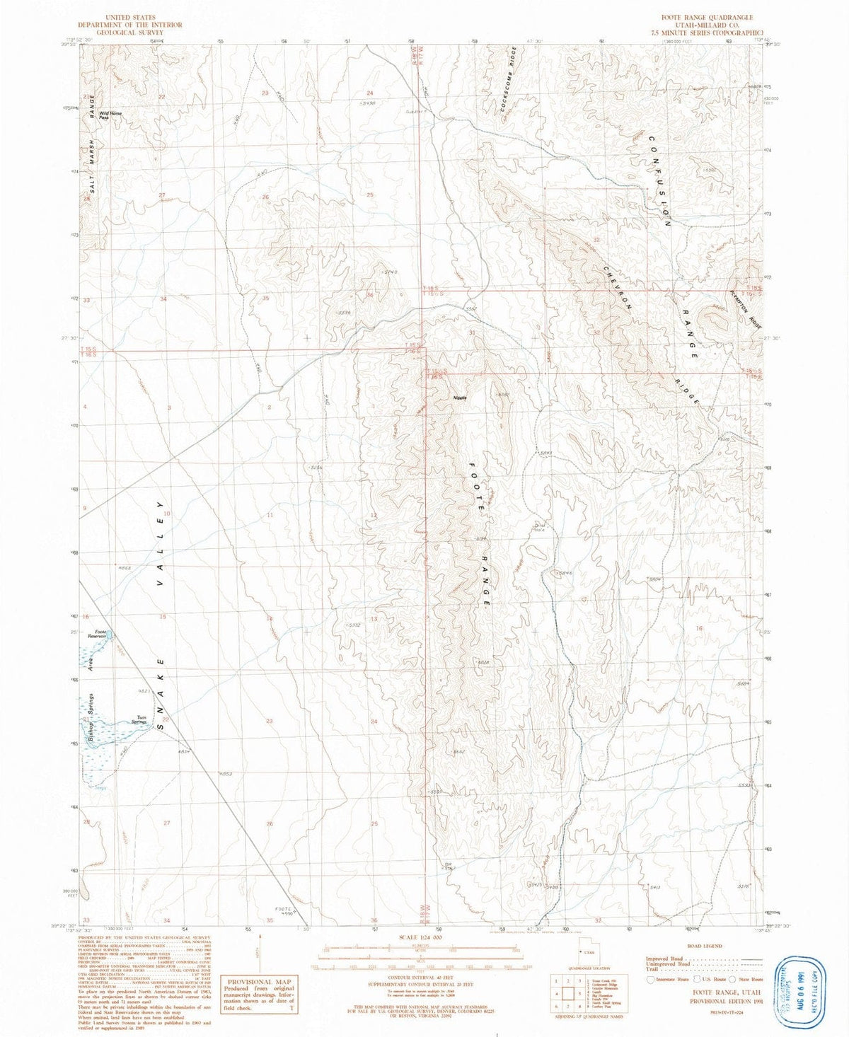 1991 Foote Range, UT - Utah - USGS Topographic Map