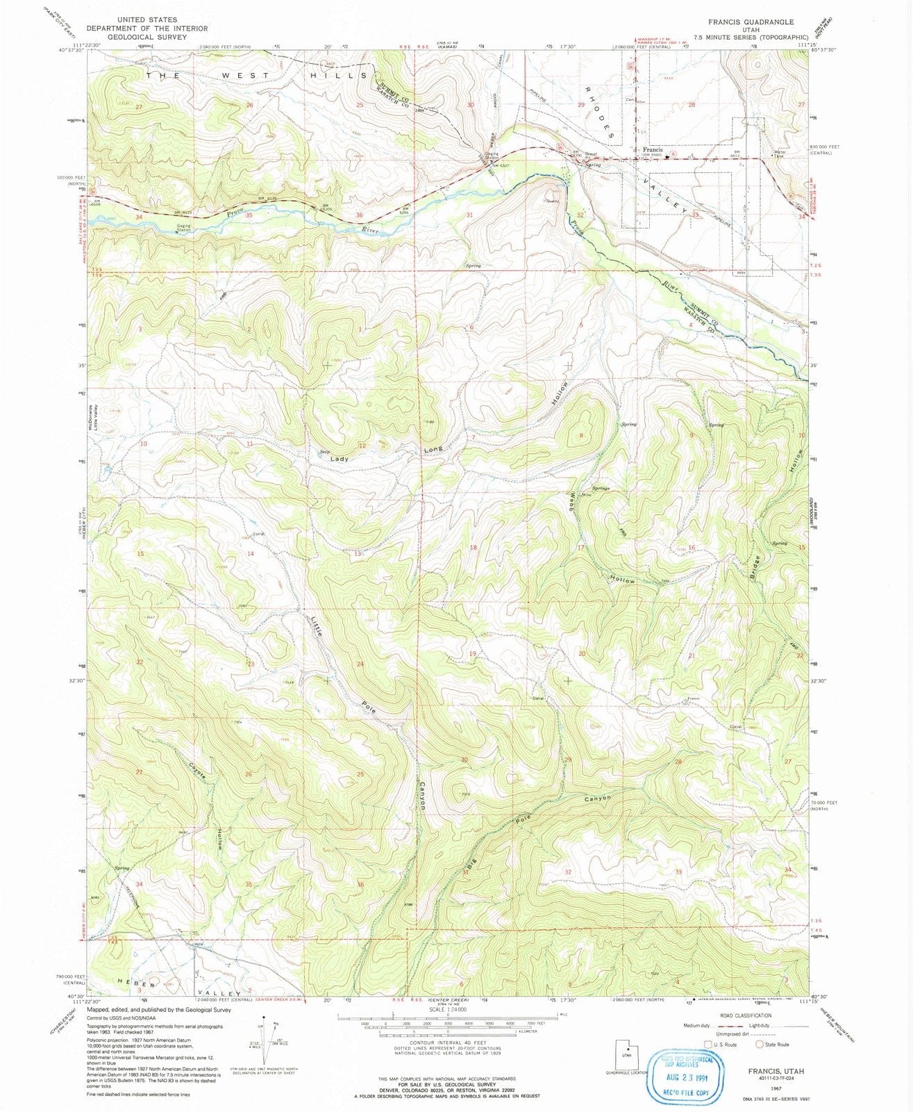 1967 Francis, UT - Utah - USGS Topographic Map